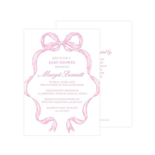 BIG PINK BOW FRAME | BABY SHOWER INVITATION