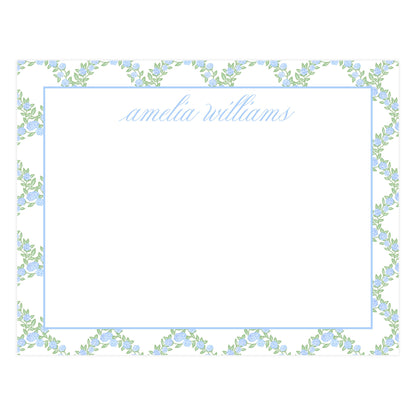 BLUE FLORAL TRELLIS | NOTE CARDS