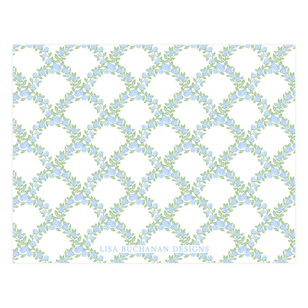 BLUE FLORAL TRELLIS | NOTE CARDS