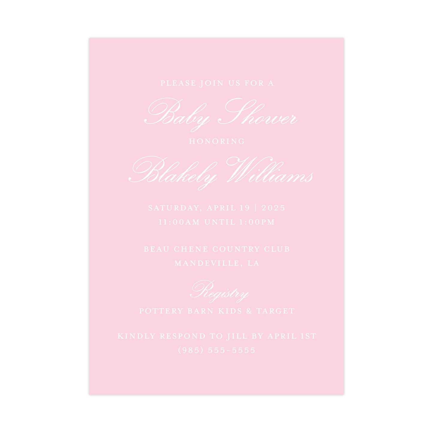 SOLID PINK | BABY SHOWER INVITATION