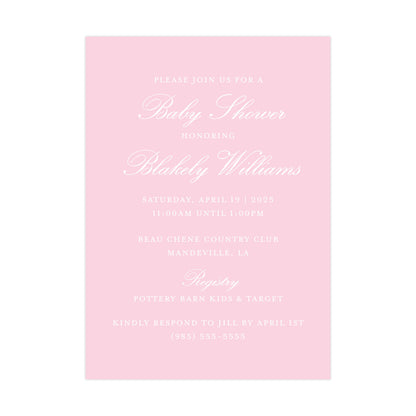SIMPLE PINK (TEXT ONLY) | BABY SHOWER INVITATION