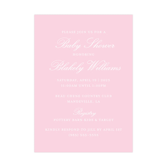 SOLID PINK | BABY SHOWER INVITATION