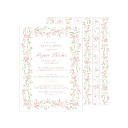 WILD FLOWER PINK FRAME | BABY SHOWER INVITATION
