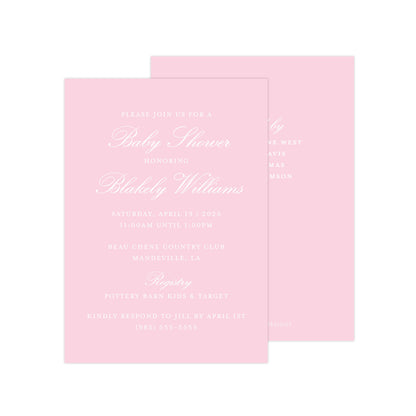 SIMPLE PINK (TEXT ONLY) | BABY SHOWER INVITATION