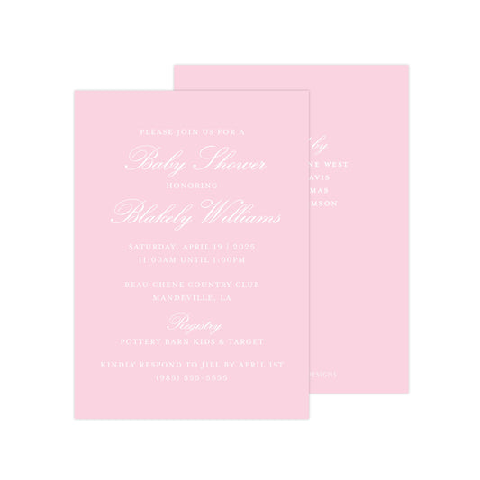 SOLID PINK | BABY SHOWER INVITATION