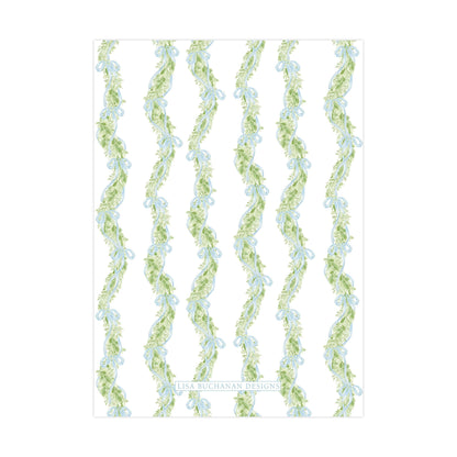 a repeating pattern of green and white leaves or vines, creating a visually appealing and harmonious design.