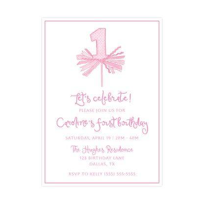 "PINK" ONE TOPPER | INVITATIONS