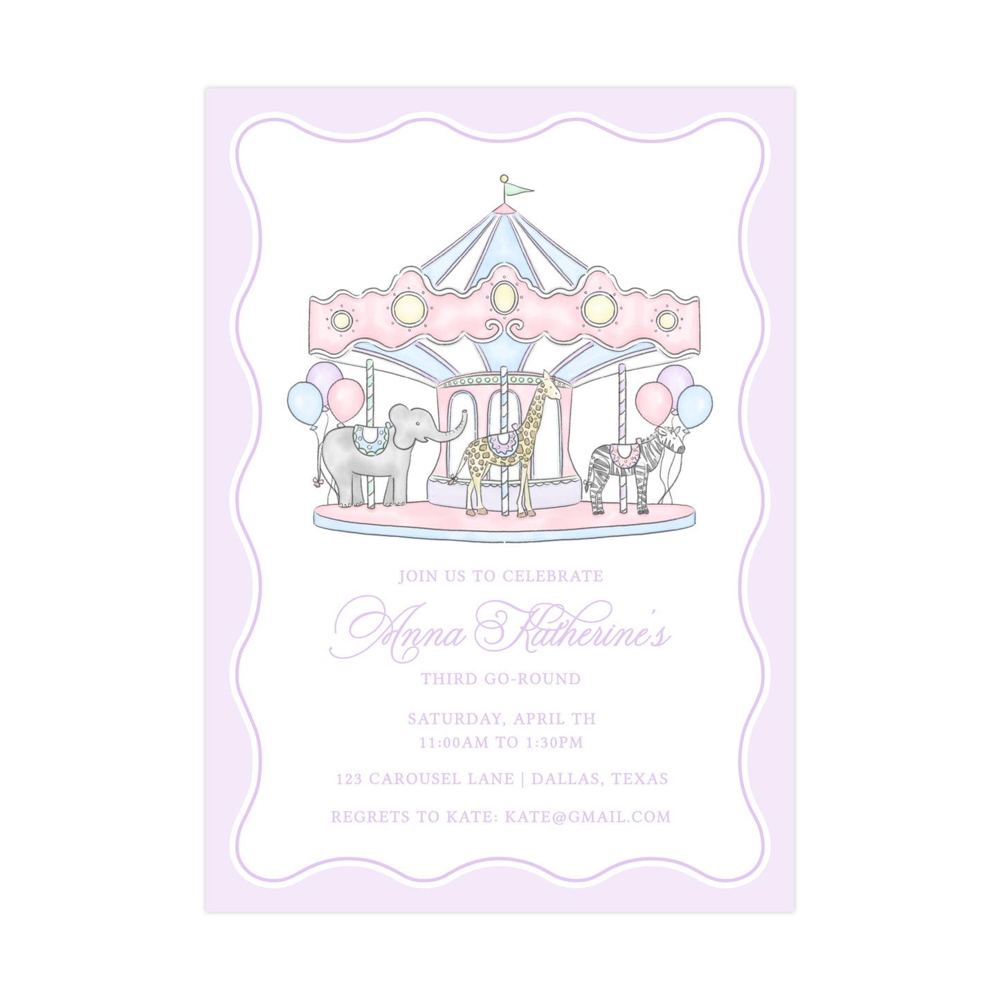 CAROUSEL BIRTHDAY (PURPLE) | INVITATIONS