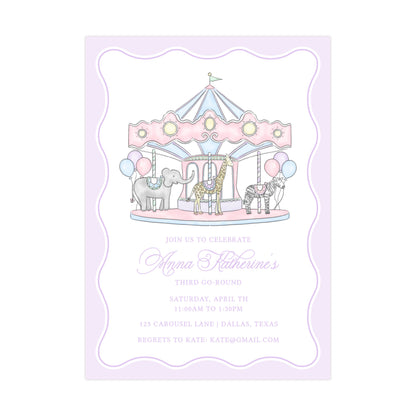 CAROUSEL BIRTHDAY (PURPLE) | INVITATIONS