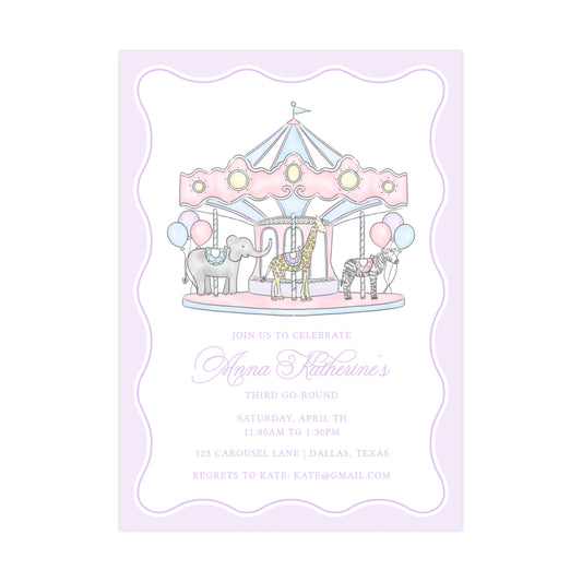 CAROUSEL BIRTHDAY (PURPLE) | INVITATIONS