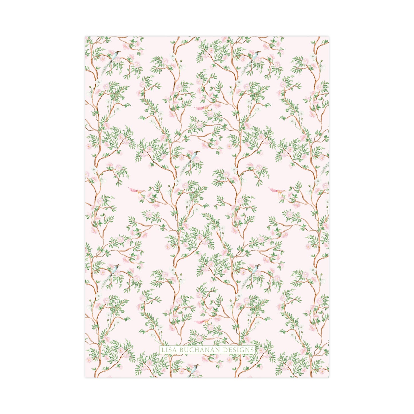 CHINOISERIE GARLAND - PINK BACK | BABY SHOWER INVITATION