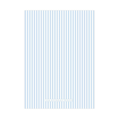 The image is a simple, minimalist design with a repeating pattern of blue and white vertical stripes.
