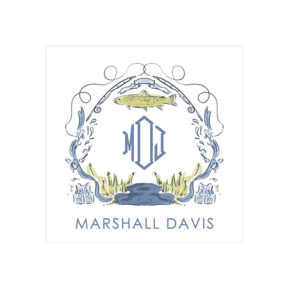 FLY FISHING CREST (BLUE & GREEN) | GIFT TAGS OR STICKERS