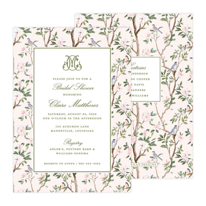 CHINOISERIE BIRDS (PINK) | BRIDAL SHOWER INVITATIONS