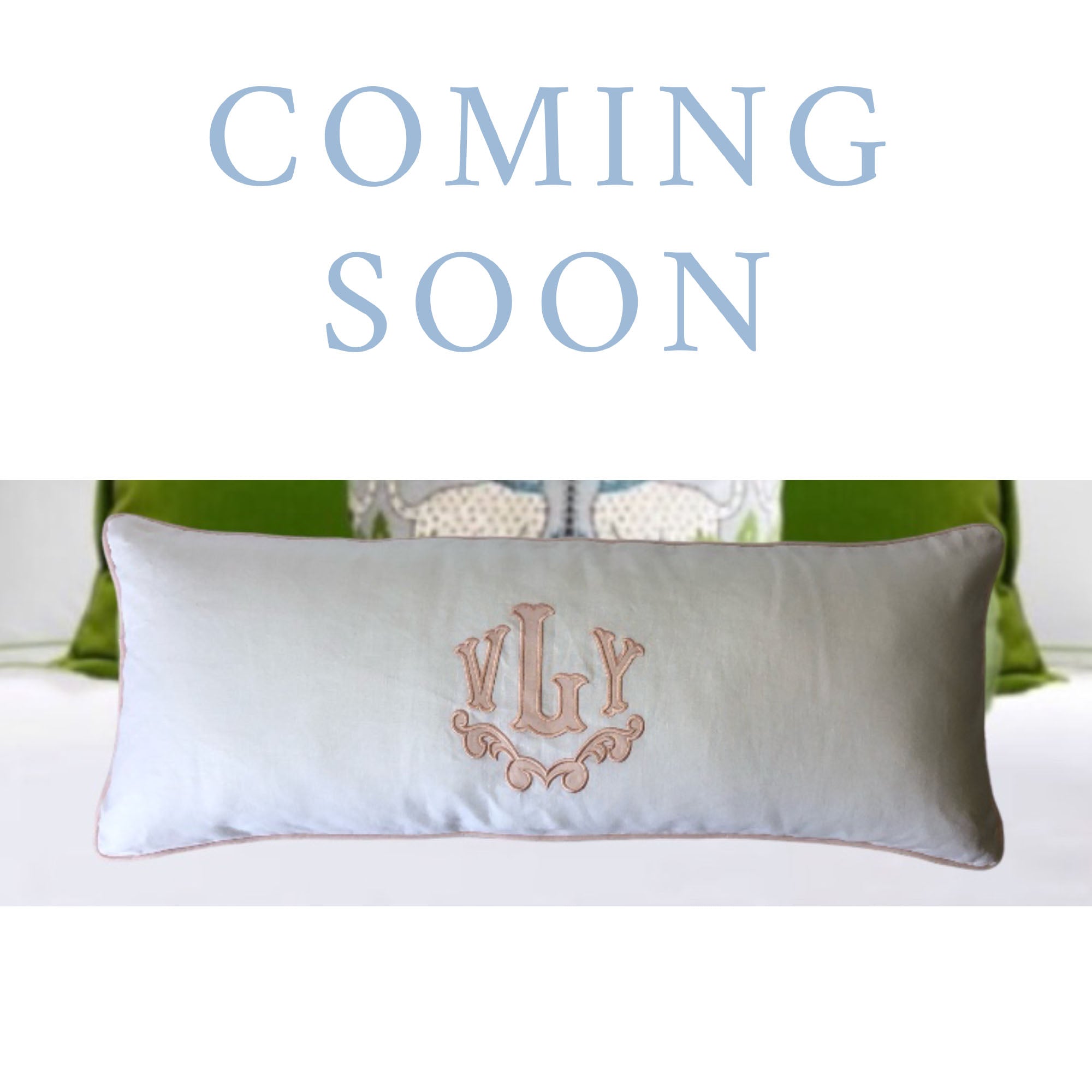 APPLIQUE LONG LUMBAR LINEN PILLOW - MADE TO ORDER