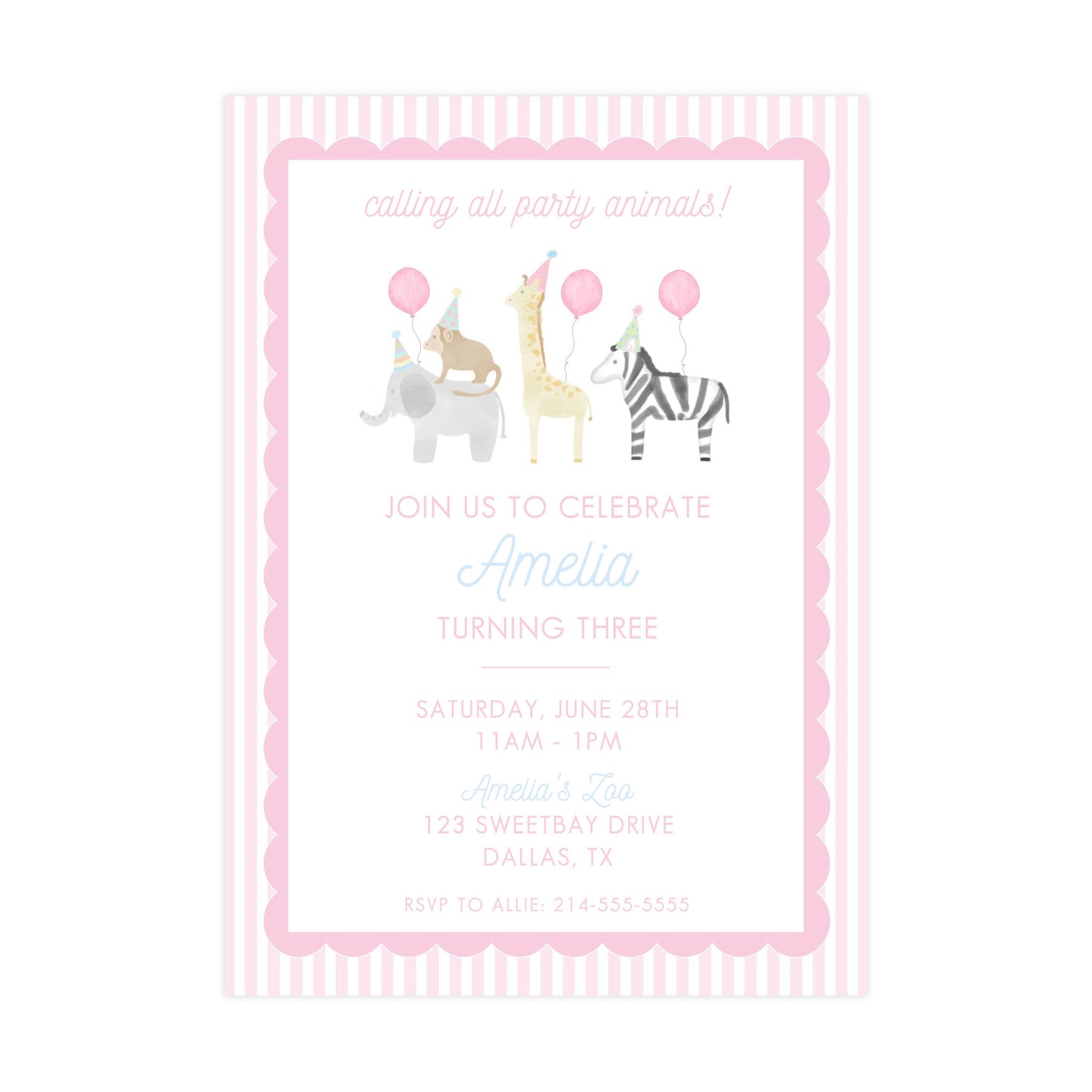 PINK PARTY ANIMALS | INVITATION