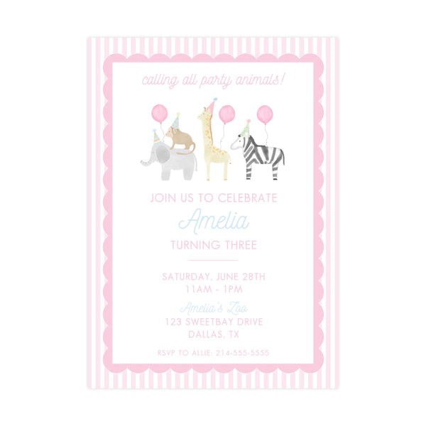 PINK PARTY ANIMALS | INVITATION