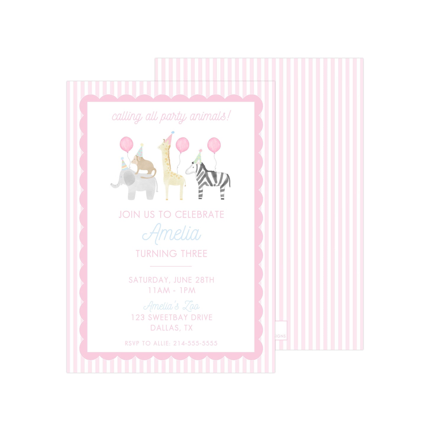 PINK PARTY ANIMALS | INVITATION