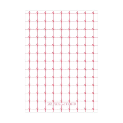 a repeating pattern of red stars on a white background.