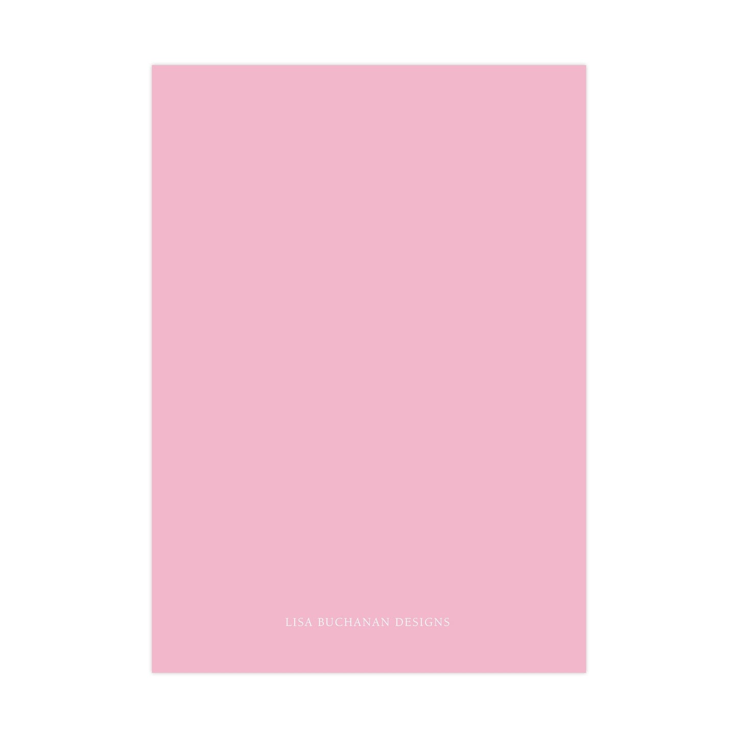 A simple, solid pink background with the text "LISA BUCKAN DESIGNS" at the bottom.