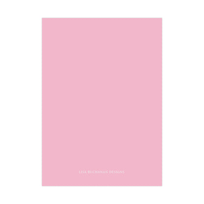 A simple, solid pink background with the text "LISA BUCKAN DESIGNS" at the bottom.