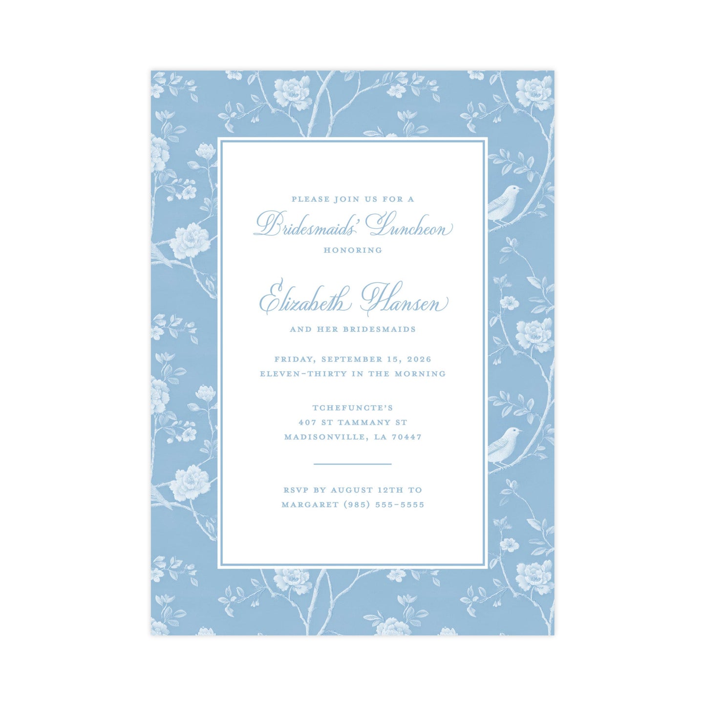 CHINOISERIE BIRDS II (BLUE) | BRIDAL SHOWER INVITATIONS (Copy)