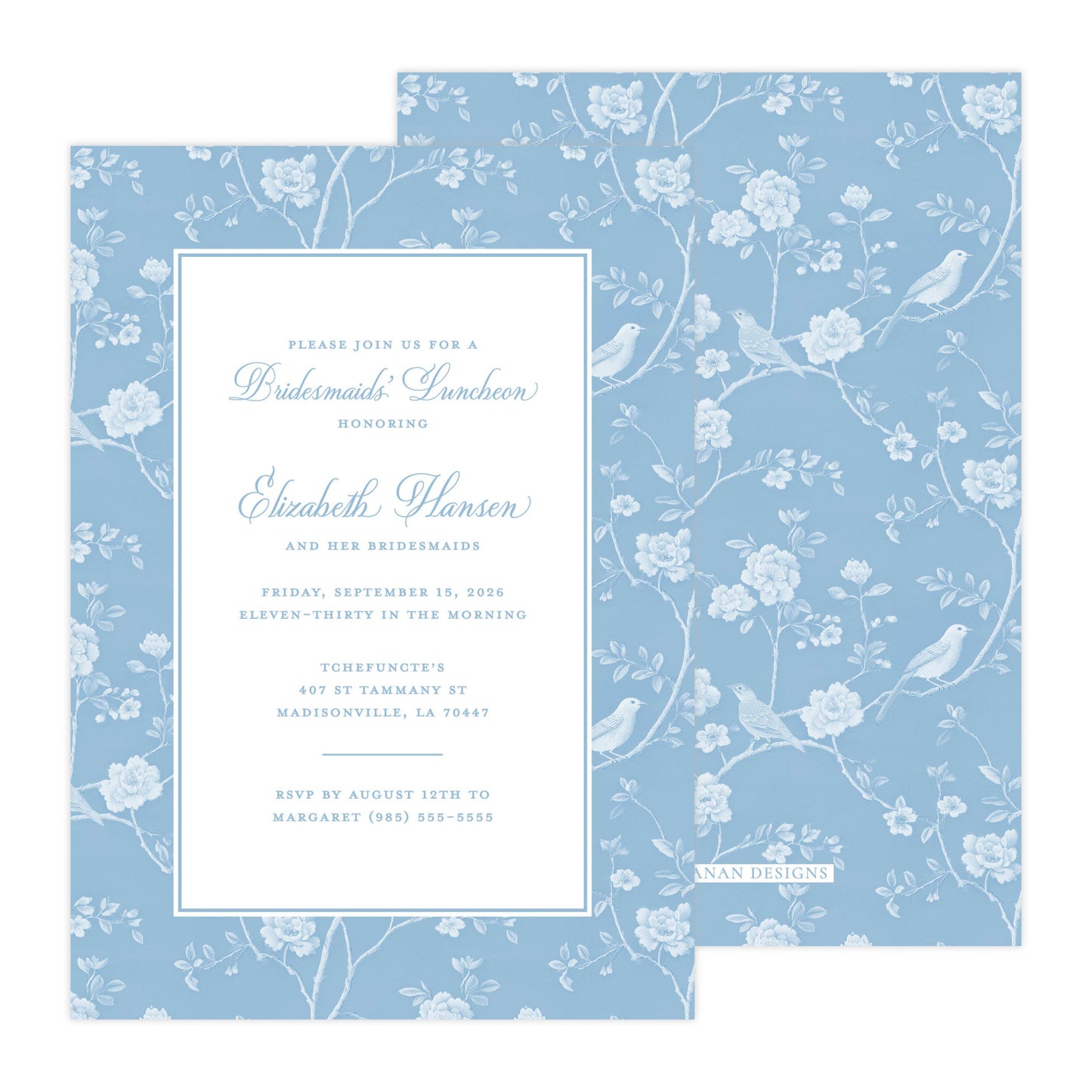 CHINOISERIE BIRDS II (BLUE) | BRIDAL SHOWER INVITATIONS (Copy)