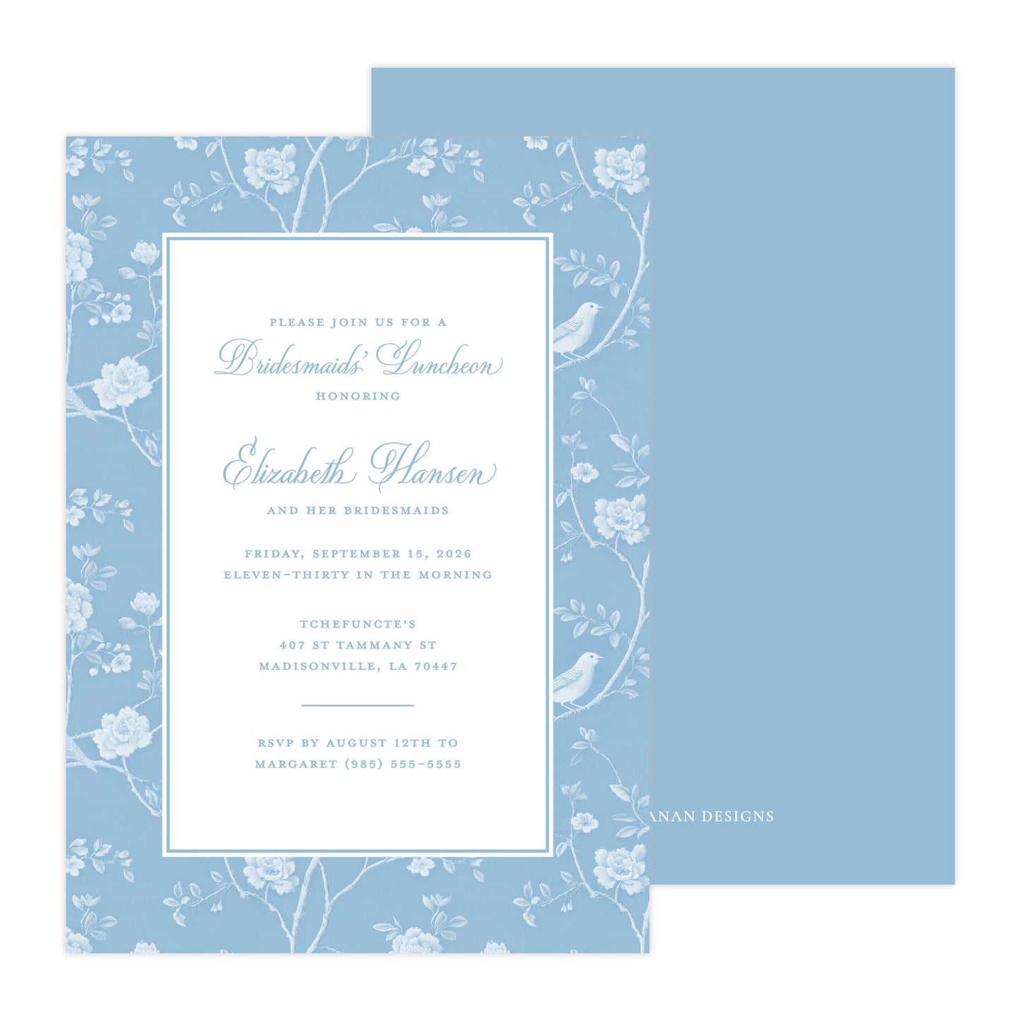 CHINOISERIE BIRDS II (BLUE) | BRIDAL SHOWER INVITATIONS (Copy)