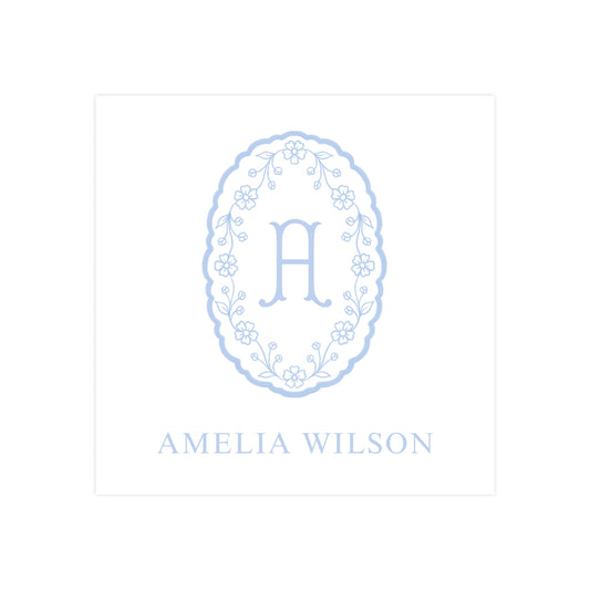 BLUE FLORAL MONOGRAM | GIFT TAGS & STICKERS