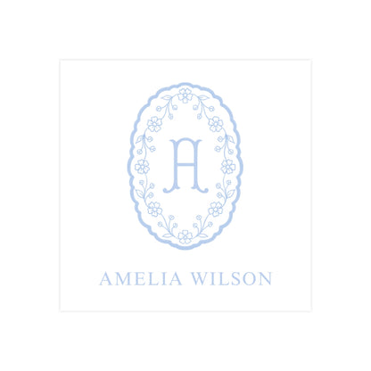 BLUE FLORAL FRAME MONOGRAM | GIFT TAG