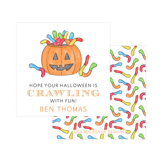 CREEPY, CRAWLY JACK-O-LANTERN (BOY) | GIFT TAGS & STICKERS