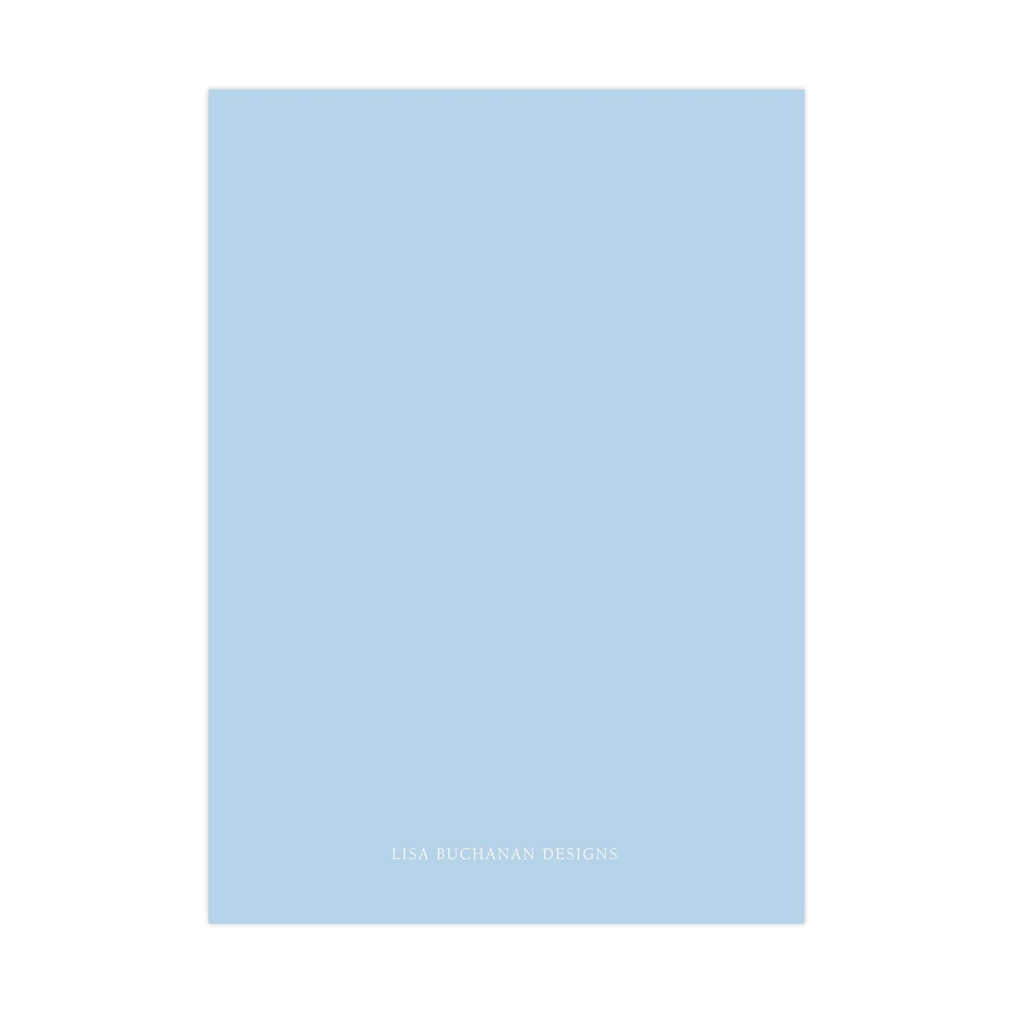A plain, light blue background with the text "LISA BUCKAN DESIGNS" at the bottom.