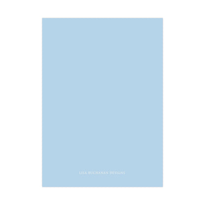 A plain, light blue background with the text "LISA BUCKAN DESIGNS" at the bottom.