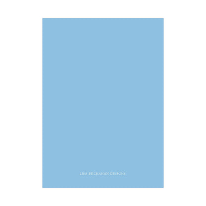 A simple, solid blue square with the text &quot;LISA BUCANAN DESIGNS&quot; written in white at the bottom.