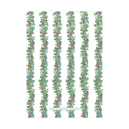 a repeating pattern of green and red vines or vines with leaves, creating a visually appealing and decorative design.