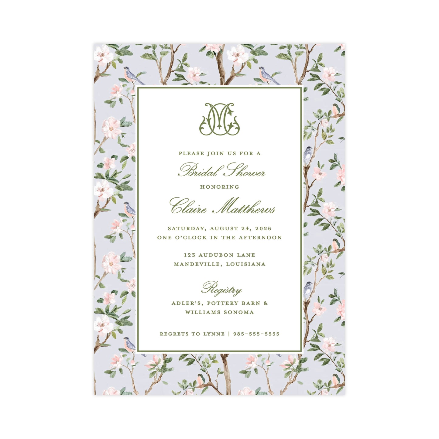 CHINOISERIE BIRDS | BRIDAL SHOWER INVITATIONS
