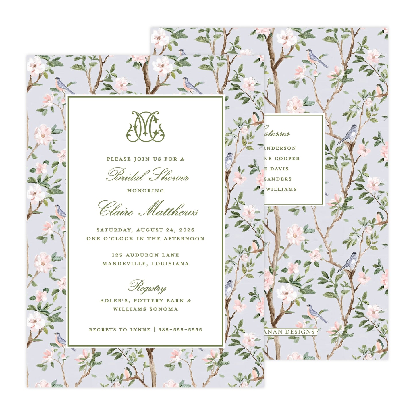 CHINOISERIE BIRDS | BRIDAL SHOWER INVITATIONS