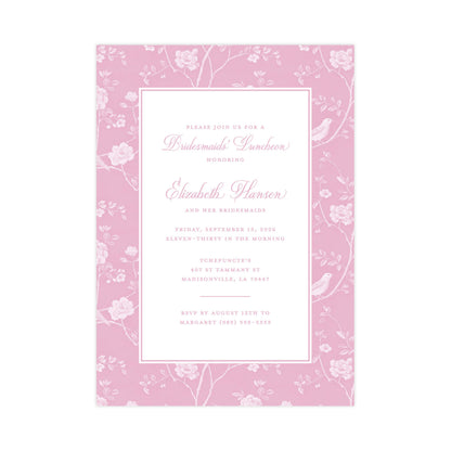 CHINOISERIE BIRDS II (PINK) | BRIDAL SHOWER INVITATIONS