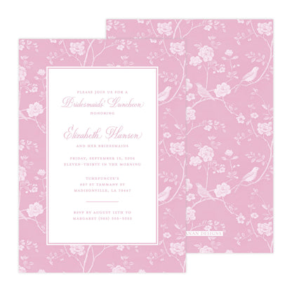 CHINOISERIE BIRDS II (PINK) | BRIDAL SHOWER INVITATIONS