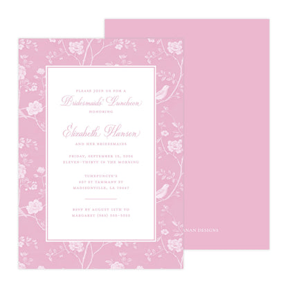 CHINOISERIE BIRDS II (PINK) | BRIDAL SHOWER INVITATIONS