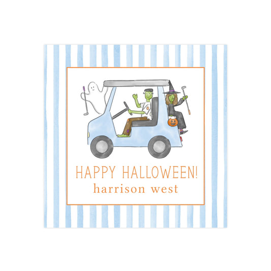 HALLOWEEN BLUE GOLF CART | GIFT TAGS & STICKERS
