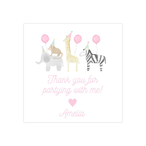 PINK PARTY ANIMALS | FAVOR TAGS