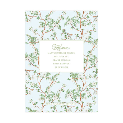 BLUE CHINOISERIE WITH ALL WHITE FLOWERS | BABY SHOWER INVITATION