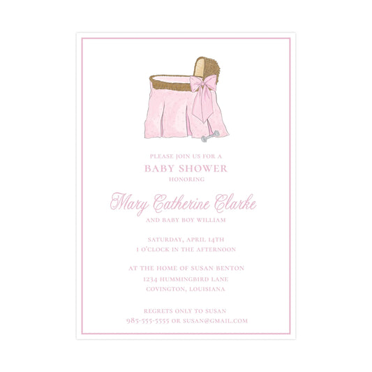 BABY BASSINET (GIRL) | BABY SHOWER INVITATIONS