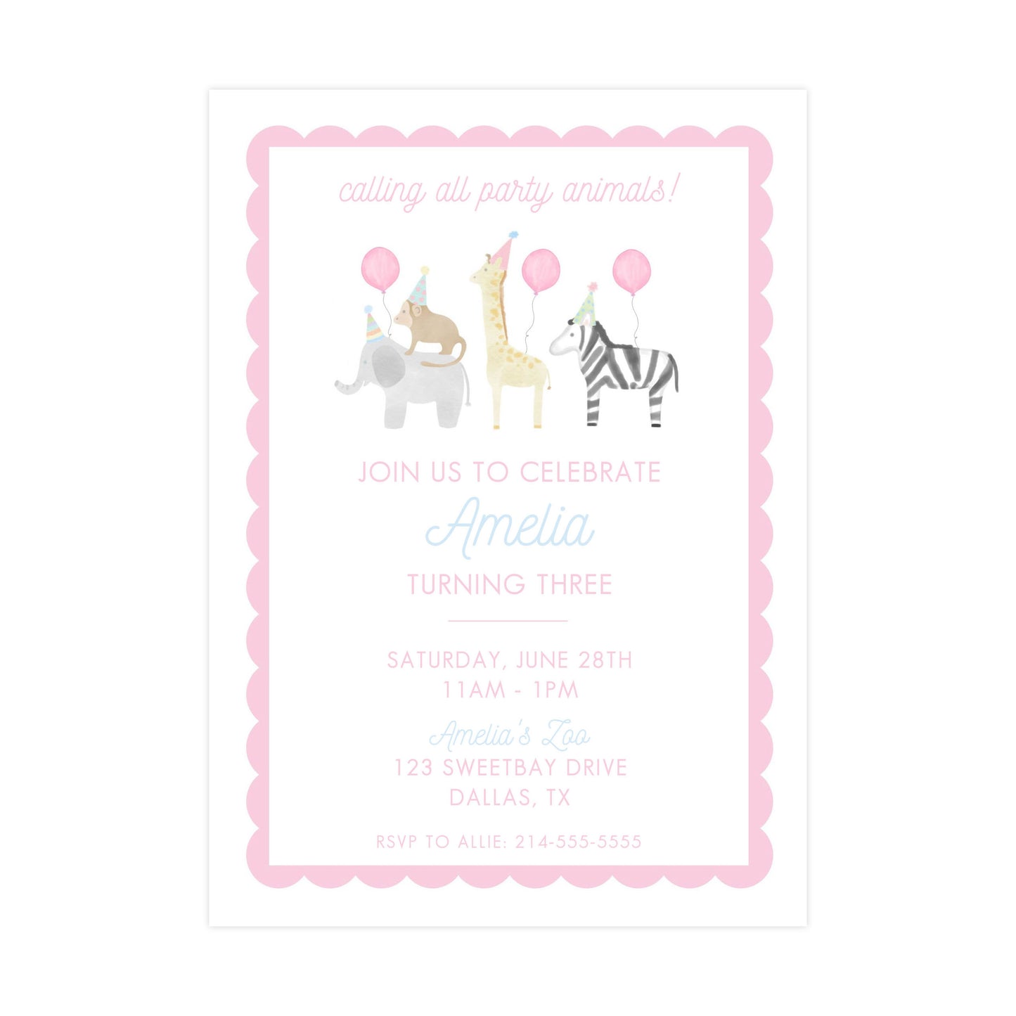 PINK PARTY ANIMALS (II) | INVITATION