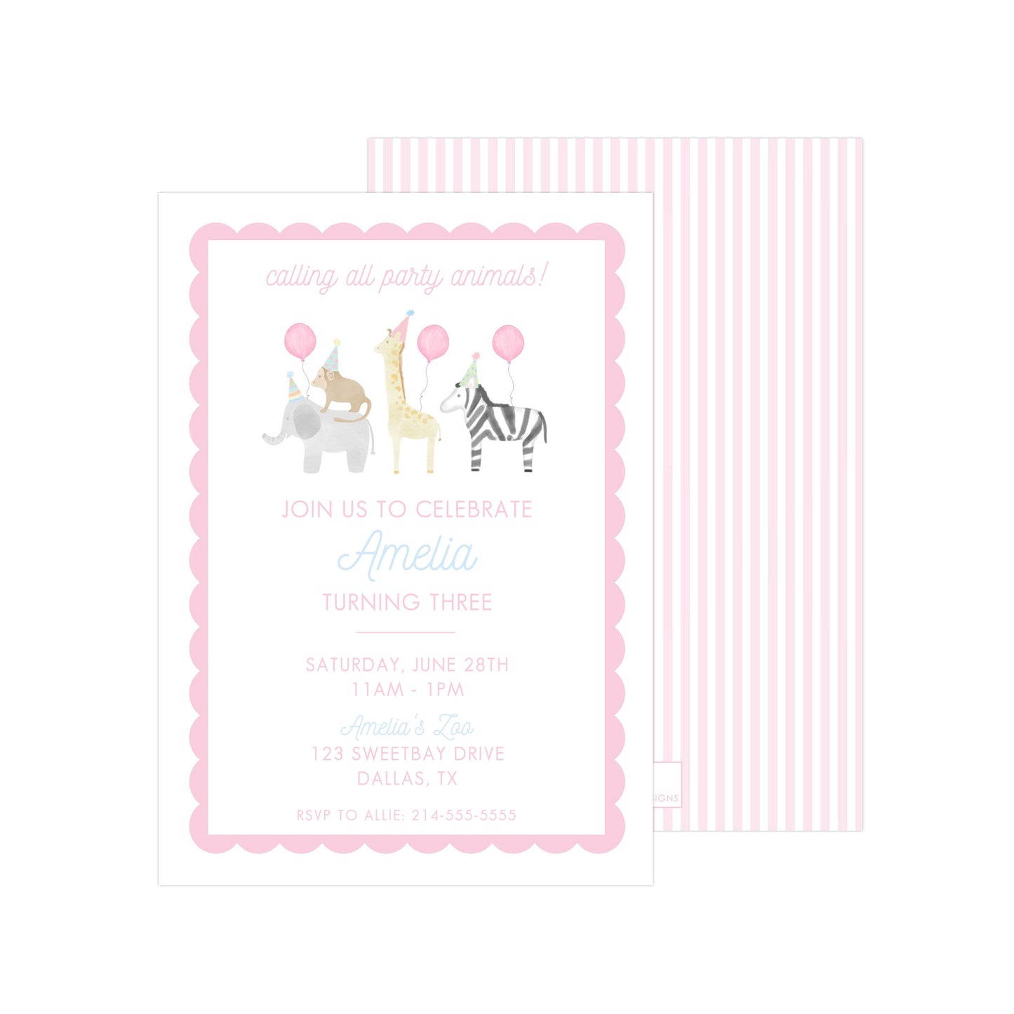 PINK PARTY ANIMALS (II) | INVITATION