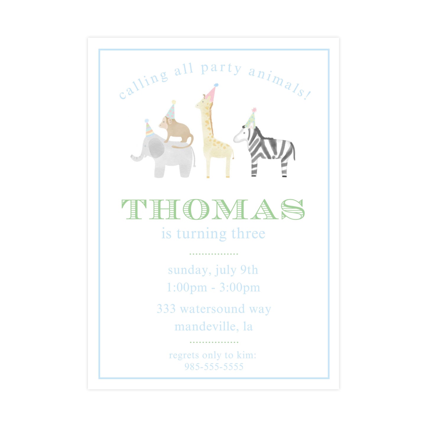 BLUE PARTY ANIMALS (II) | INVITATION