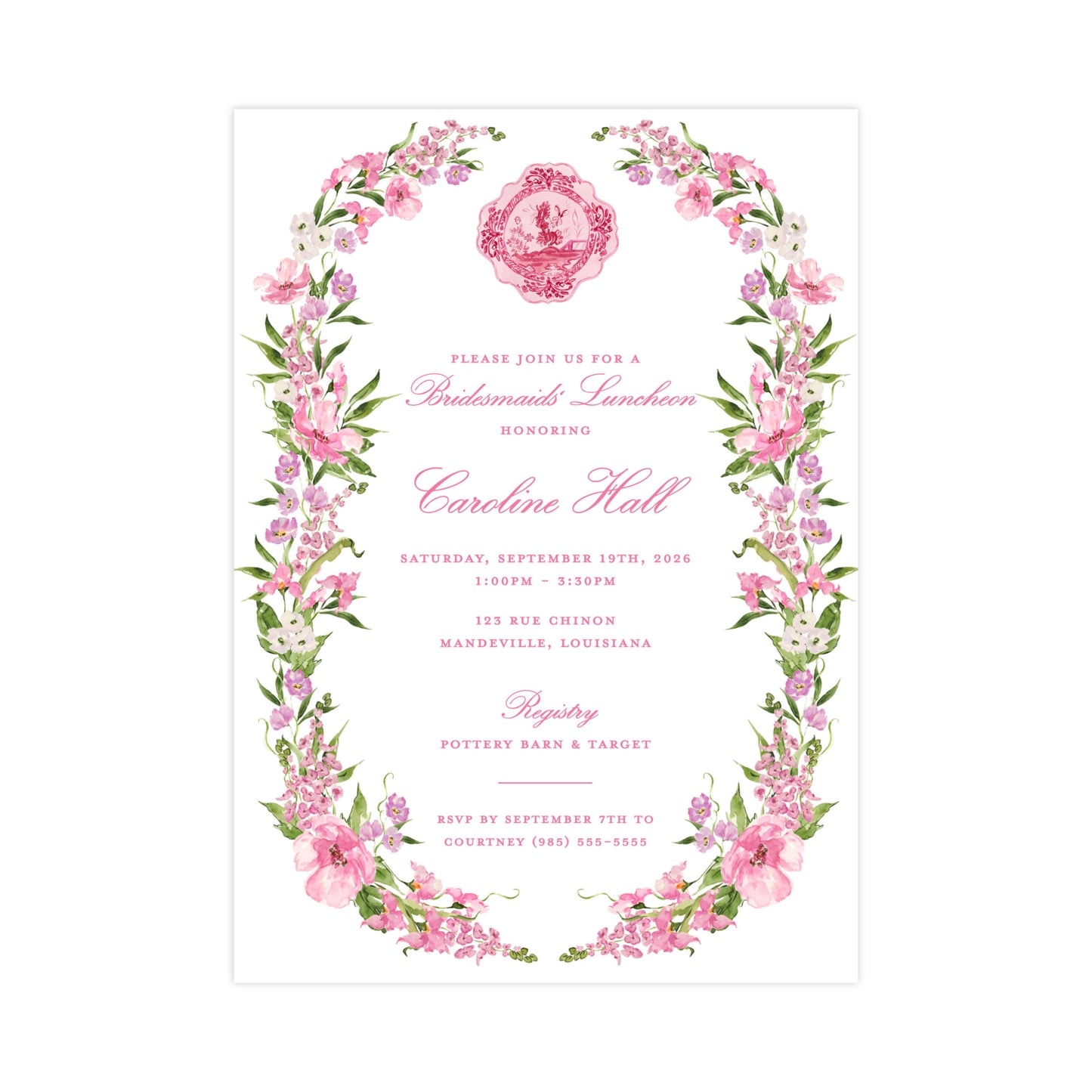 PETALS AND PARTERRE FRAME | BRIDAL SHOWER INVITATIONS